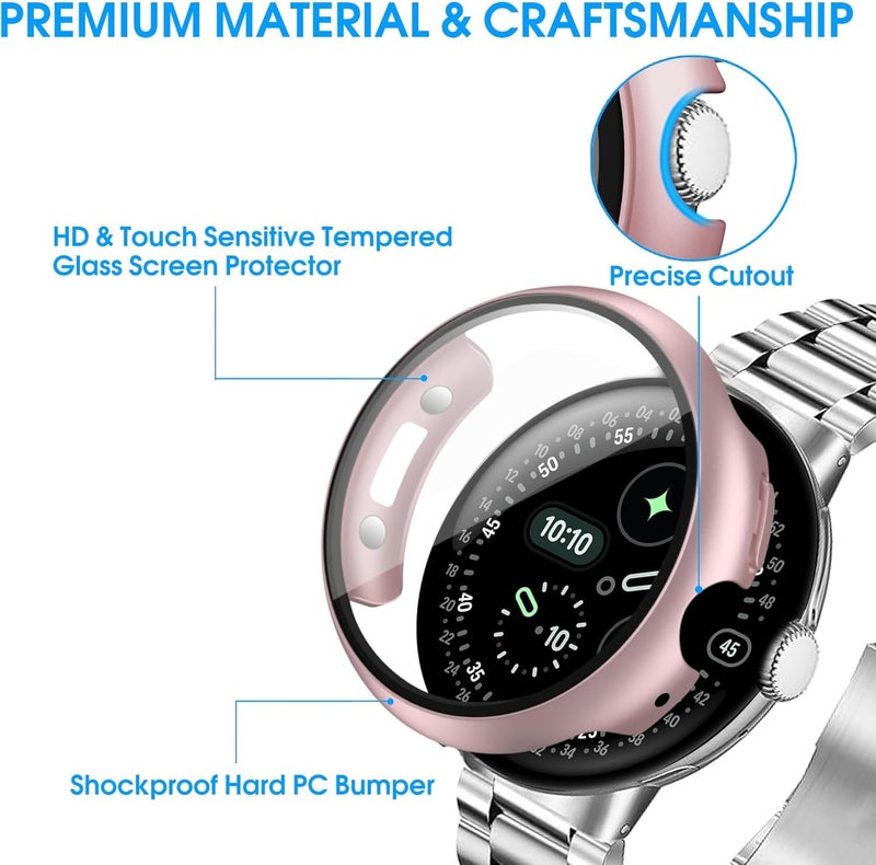 Tiorecime 10 Pack Case for Google Pixel Watch 4 45mm with Tempered Glass Screen Protector, Shockproof Hard PC Bumper, Charge with Case On, Protective Cover Compatible with Pixel Watch 4 45mm - Image 2